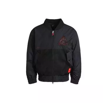 Nike Kyrie Баскетбольная спортивная сетчатая тканая куртка-бомбер с принтом Хлопковая верхняя одежда Мужская куртка Черная CK6671-010 S