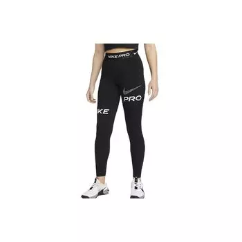 Nike Леггинсы с высокой талией и принтом логотипа Pro Slim Fit, женские леггинсы, черные DX0080-010 XS