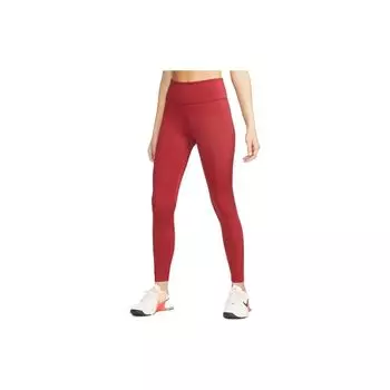 Nike Леггинсы женские с логотипом и высокой талией, однотонные, красные DD0249-690 L