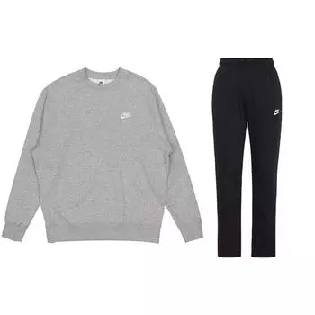 Nike Letter Print Casual свитшот с круглым вырезом и прямые трикотажные спортивные брюки повседневный спортивный комплект для мужчин активная одежда BV2663-063+BV2714-010 M