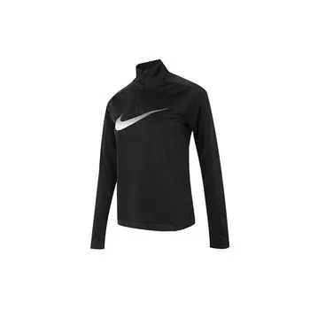 Nike Свитшот с логотипом и полумолнией для бега, фитнеса, тренировок, женские топы, черный DX0953-010 S