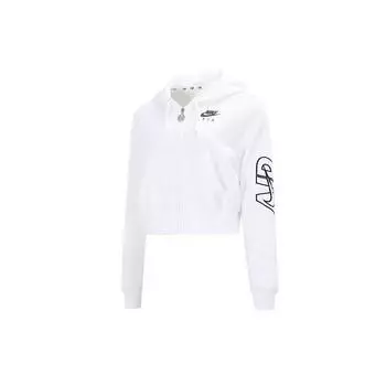 Nike Logo Print Спортивная тренировочная повседневная куртка с капюшоном Женская верхняя одежда Белый DM6064-100 XXL