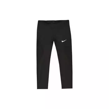 Nike Логотип с принтом в стиле ретро, спортивный стиль, эластичные леггинсы средней посадки, прямые леггинсы для женщин, черные AA4440-010 M