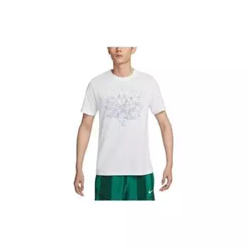Nike Свободный крой с круглым вырезом и буквенным принтом, короткий рукав, футболка для мужчин, белые FV8433-100 XXL