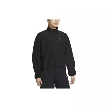 Nike Свободный воротник-стойка однотонная куртка на молнии женская верхняя одежда черного цвета FB4695-010 M