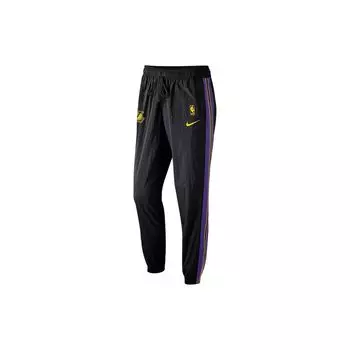 Nike Лос-Анджелес Лейкерс Винтажный логотип Patch Повседневные трикотажные спортивные брюки на шнуровке Мужские штаны Черный CJ7155-010 S