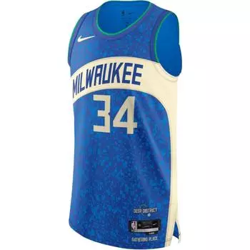 Nike Майка для баскетбола без рукавов Milwaukee Bucks NBA 2023/24 City Edition Giannis Antetokounmpo 34 Буква Минималистичная Удобная DX8766-406 S