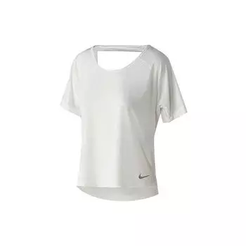 Nike Майка для бега Breathe Miler для бега, женские топы с короткими рукавами, белые AJ8142-100 S