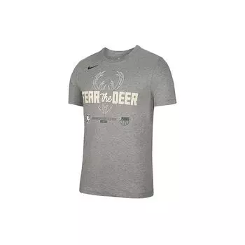 Nike Milwaukee Bucks Logo Print Баскетбольная спортивная футболка с коротким рукавом Мужские топы Серый DR0090-063 M