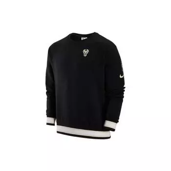 Nike Milwaukee Bucks Logo Print с круглым вырезом, толстый пуловер, мужские топы, черный DR2285-010 M