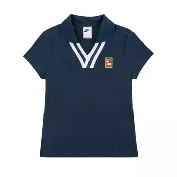 Nike Модная удобная приятная на ощупь рубашка поло с коротким рукавом для женщин, цвет темно-синий FZ0277-478 M