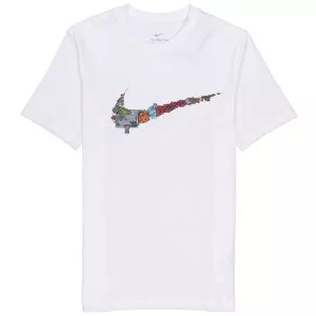 Nike мультяшный узор с большим логотипом и круглым вырезом, повседневная футболка с короткими рукавами, мужские топы, белые DR1288-100 XL