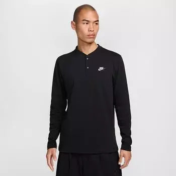 Nike Мужская футболка Nike Club с длинным рукавом Henley Fz6631 010 90