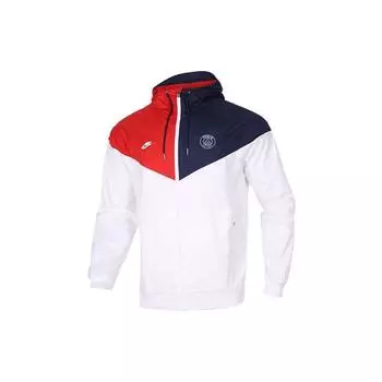Nike Мужская куртка с капюшоном Paris Saint-Germain Windrunner Chevron, белая CI1319-104 XXL