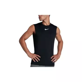 Nike Мужская майка Pro Fitted Solid Logo Print Basketball Training без рукавов с черным принтом 838088-010 5XL