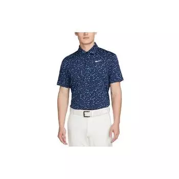 Nike Мужская рубашка поло с коротким рукавом и принтом логотипа Dri-FIT Tour, темно-синяя, DX6089-410 XXL