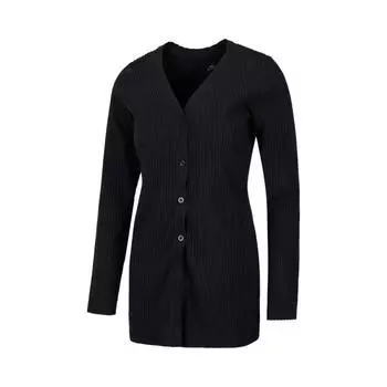 Nike Nsw Chll Knt Rib Cardigan Fashion Universal Comfortable V-образным вырезом с длинным рукавом Dress Women dresses Black HJ1244-010 M
