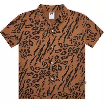 Nike Однобортная быстросохнущая повседневная спортивная рубашка Dri-Fit с короткими рукавами, детские топы светло-британского цвета с сюрпризом-какао FN9218-281 M