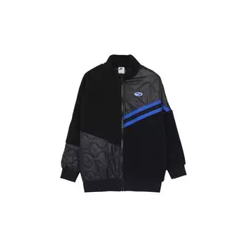 Nike Однотонная флисовая куртка с логотипом и воротником-стойкой, длинные рукава, женские куртки, черный цвет FB1821-010 M