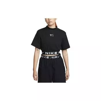 Nike Однотонная футболка с круглым вырезом и коротким рукавом с буквенным принтом, женские топы, черный цвет FB8247-010 L