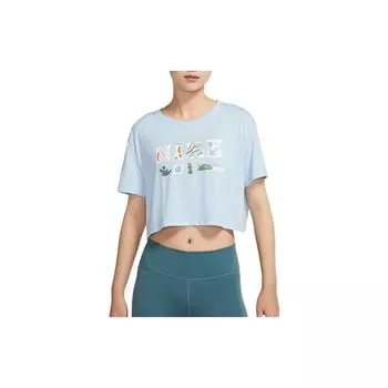 Nike Однотонная футболка с круглым вырезом и логотипом, креативный принт, короткий рукав, женская футболка, синяя DX6159-441 XL