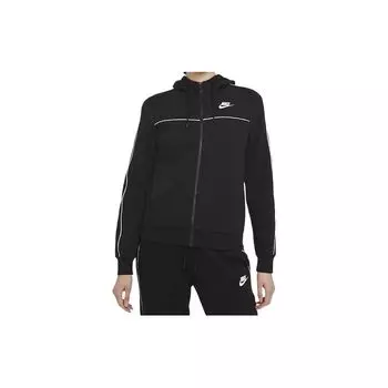 Nike Однотонная куртка с капюшоном и логотипом на молнии, женские куртки, черный цвет CZ8339-010 S