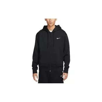 Nike Однотонная куртка с капюшоном на молнии с логотипом и принтом, мужские куртки, черные FB7116-010 S