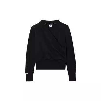Nike Однотонная плиссированная женская толстовка с круглым вырезом и длинными рукавами, черная DV8209-010 M