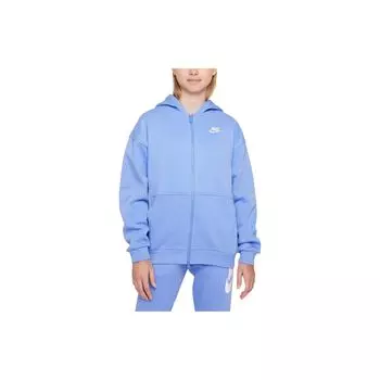 Nike однотонная свободная повседневная куртка с капюшоном на флисовой подкладке, детские куртки, полярно-синие FD2931-450 M