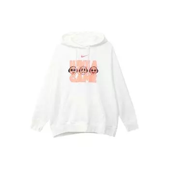 Nike Однотонная толстовка с длинным рукавом с принтом буквенного логотипа, свободная, женские толстовки с капюшоном, белая DO7197-100 XS