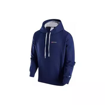 Nike Однотонная толстовка с капюшоном Dri-Fit на шнурке, быстросохнущая повседневная толстовка Мужские топы синие FN3396-410 L