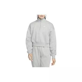 Nike Однотонная укороченная рубашка-поло с длинным рукавом и принтом логотипа, женские топы, серый DQ5768-063 L