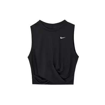 Nike Однотонный быстросохнущий дышащий спортивный топ без рукавов для женщин, черный 930493-010 S