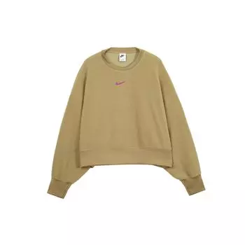 Nike Однотонный логотип с принтом в виде круглой горловины, свитер с длинным рукавом, женская толстовка цвета Camel DQ6845-258 S