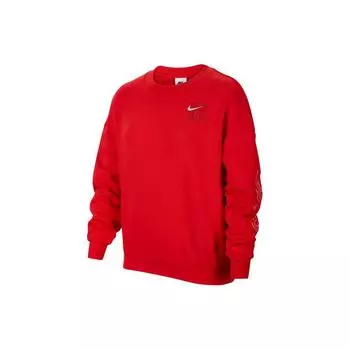 Nike Однотонный повседневный свитер с круглым вырезом и длинными рукавами, детские топы University-Red FZ6561-657 S