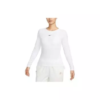 Nike Однотонный повседневный свитер с круглым вырезом и длинным рукавом, женские топы, белый FB8718-100 S