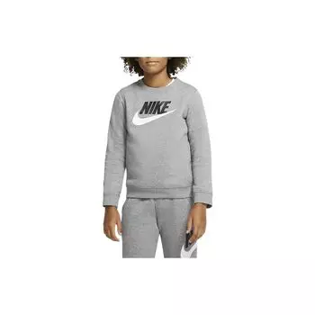 Nike однотонный повседневный свитшот с логотипом и круглым вырезом, детские топы, серый CV9297-092 M