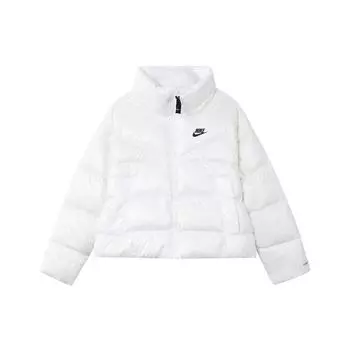 Nike Однотонный прямой пуховик с длинным рукавом, женская верхняя одежда, белый DH4080-100 XS