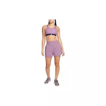 Nike Однотонный спортивный бюстгальтер с круглым вырезом спереди на молнии, женское нижнее белье, фиолетовый DD1206-536 S