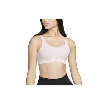 Nike Однотонный спортивный бюстгальтер с широкими бретелями и низкой ударной поддержкой, женское нижнее белье, светло-розовый DM0531-640 L