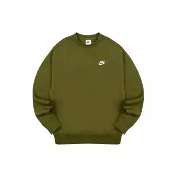 Nike однотонный спортивный пуловер с вышивкой логотипа и круглым вырезом, мужские топы, зеленый BV2663-327 S