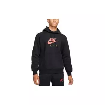 Nike Однотонный свитер с капюшоном и карманом, длинный рукав, мужская толстовка, черный цвет DD6383-013 L