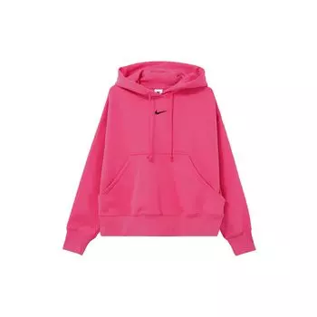 Nike Однотонный свитер с капюшоном, повседневная толстовка, женская толстовка, малиновый DQ5859-615 M