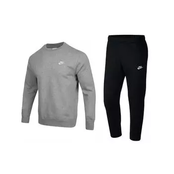 Nike однотонный свитер с круглым вырезом и однотонные прямые повседневные брюки со средней талией, спортивный костюм для мужчин, спортивный костюм BV2663-063+BV2708-010 L
