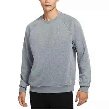 Nike Основная однотонная удобная быстросохнущая универсальная толстовка с круглым вырезом Dri-Fit, мужская толстовка серого цвета FZ0972-065 XL