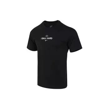 Nike Письменный принт в стиле ретро с американским ретро-рисунком в рубчик с круглым вырезом, спортивная футболка с короткими рукавами, мужские топы, черные FJ2341-010 XL