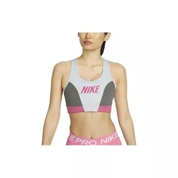 Nike Поддерживающий спортивный бюстгальтер с полным покрытием и логотипом, женское нижнее белье, серый DQ5135-043 M