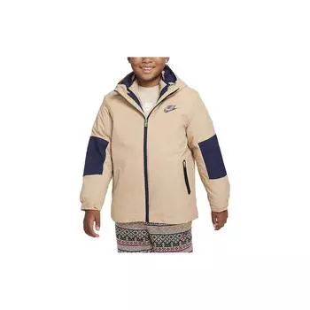 Nike Повседневная куртка с капюшоном Color Block Детские куртки Желтые FV5999-200 XS
