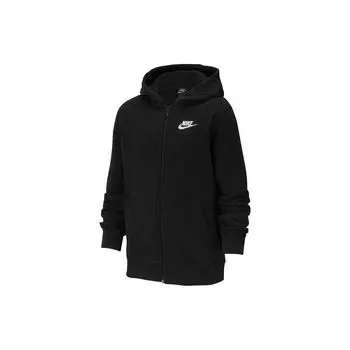Nike Повседневная плюшевая толстовка с капюшоном на молнии для детей, черная BV3699-010 M