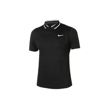 Nike Повседневная спортивная рубашка-поло с коротким рукавом и логотипом, мужские топы, черные CW6848-010 S